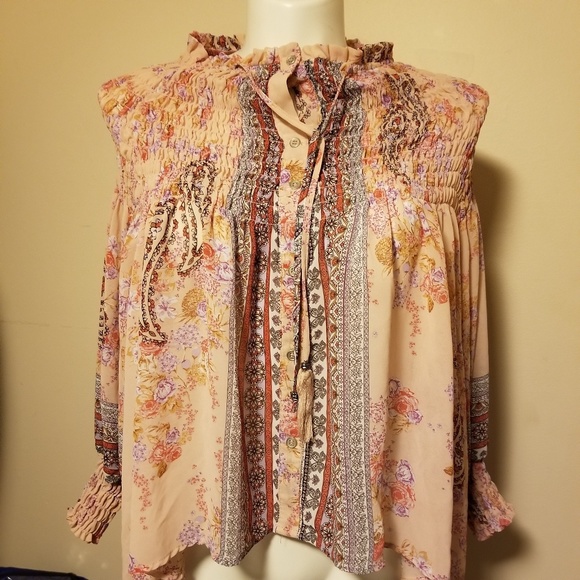 Bohemian Blouse Sheer by C+J size Small Women's - Picture 5 of 8